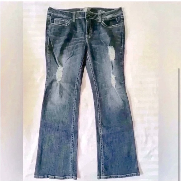 REFUGE Denim Blue Flare Jeans - Picture 3 of 4